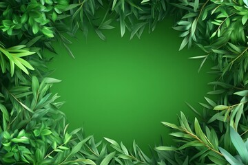 Wall Mural - Lush green leaves forming a natural frame with a vibrant background. Perfect for eco-friendly designs, nature concepts, banners, and organic branding. Fresh, clean, and versatile