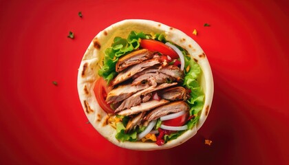 Poster - Appetizing doner on a red background