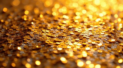 Aufkleber - golden sequins shimmering under warm light a textured background of luxurious sparkle and gleaming d
