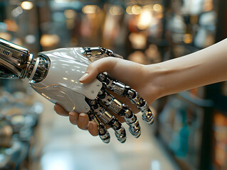 Poster - Human and robot handshake; future tech collaboration