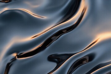 Poster - A wave of black silk flows gently, illuminated by soft, moody reflections. This surreal motion creates a captivating atmosphere of beauty and intrigue