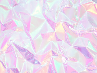 Aufkleber - seamless holographic background with pastel pink and iridescent colors creates dreamy, futuristic vibe. crumpled texture adds depth and disco like effect