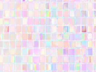 Aufkleber - Pastel pink disco hologram seamless background with iridescent square tiles creating vibrant and reflective pattern. holographic effect adds modern and stylish touch to design