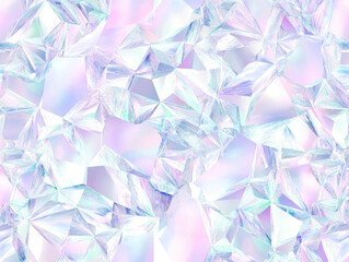 Aufkleber - seamless pastel pink and holographic disco background with geometric crystal patterns creates vibrant and futuristic atmosphere
