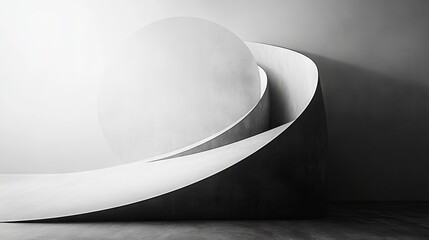 Poster - Monochrome Architectural Abstraction, Circular Motif and Curvilinear Forms in Stark Contrast