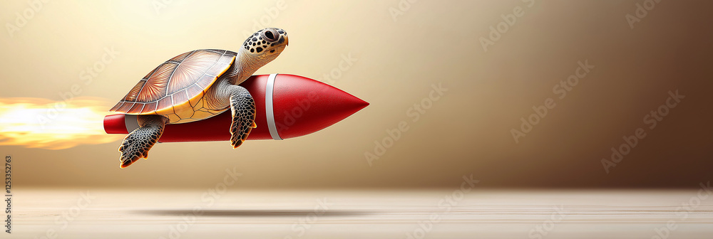 Turtle Rocket Shell turtle riding red rocket with motion blur, showcasing speed and ...