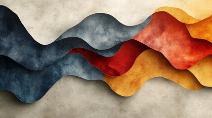 Poster - Abstract Chromatic Waves on Textured Surface, A Symphony of Depth and Color
