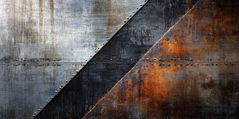Fototapete - abstract visual with metal textures that highlight the interplay of light and shadow on metallic surfaces, creating a rich and immersive background with a touch of indust