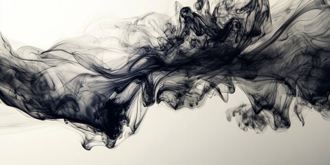 Poster - visually stunning abstract design using ink flow art, focusing on the elegant and fluid patterns formed as ink disperses and merges, creating a rich and immersive visual