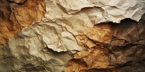 Fototapete - abstract scene where paper textures create a nuanced and intricate background, incorporating elements like crumpled, smooth, and aged paper to evoke a sense of depth and