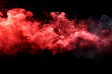 Canvas Print - Abstract red smoke swirling gracefully against black background, creating dramatic and captivating visual effect. vibrant hues evoke sense of energy and movement