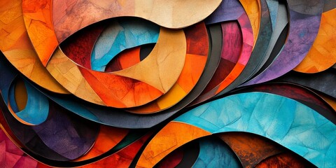 Fototapete - visually striking abstract design using paper textures, emphasizing the unique qualities and layered patterns of different papers to create a rich and engaging artistic e