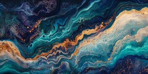 Poster - abstract visual with abstract fluid art that blends and flows in an ever-changing pattern, incorporating a range of colors and textures to create a mesmerizing and immers