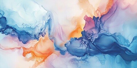 Aufkleber - abstract artwork showcasing watercolor fluid art with dynamic and gentle transitions between hues, creating a visually captivating composition that highlights the fluid a