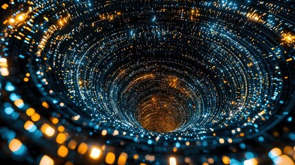 Poster - Intricate Geometrical Shapes Forming a Plexus Network of Light and Motion in a Vibrant Digital Environment