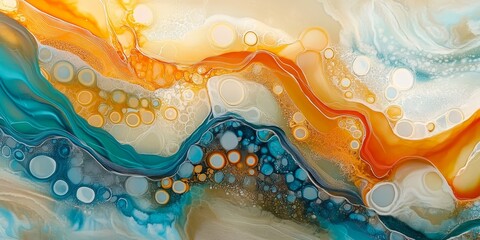 Aufkleber - abstract scene where resin art techniques reveal intricate and dynamic patterns, using a combination of translucent and opaque layers to create depth and visual interest