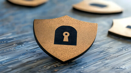 Poster - Golden shield security on circuit board