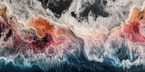 Poster - abstract visual with resin art that highlights the flowing and reflective qualities of the material, blending colors and textures to create a rich and immersive artistic