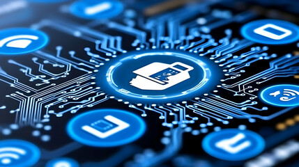 Poster - Secure digital payment, circuit board background