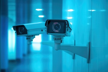 Poster - high-tech security surveillance room .