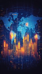 Poster - Global Financial Market Data Abstract Illustration of Stock Market Trends and Growth