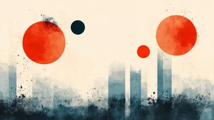 Poster - Minimalist Composition with Geometric Shapes and Textured Gradient Background