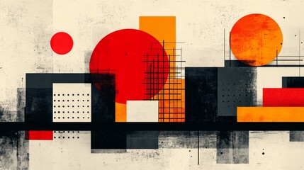 Poster - Harmonious Geometry, A modern abstraction with bold color contrasts and textured surfaces, balanced composition