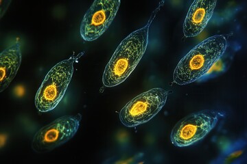 Poster - High-magnification image of bacterial ribosomes, highlighting their role in protein synthesis .