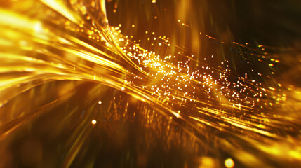 Poster - golden light swirls create mesmerizing abstract background filled with sparkling particles, evoking 