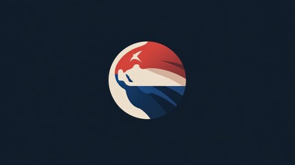 Poster - Abstract circular graphic design, patriotic colors, minimalist style, possible use for branding or website background