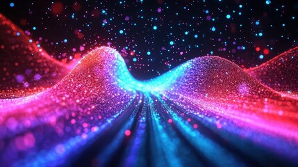 Poster - 5G technology wireless data transmission, high-speed internet. Information flow in abstract cyberspace. 3d illustration of big data digital funnel