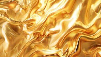 Wall Mural - Golden fabric with soft waves. 3D rendering.