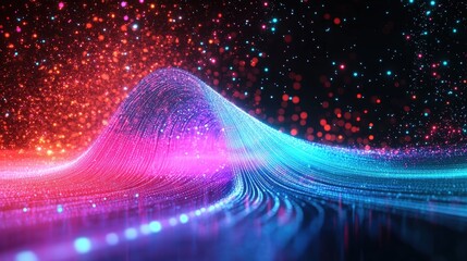 Wall Mural - 5G technology wireless data transmission, high-speed internet. Information flow in abstract cyberspace. 3d illustration of big data digital funnel