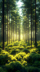  Sunlight Path Through Lush Green Forest