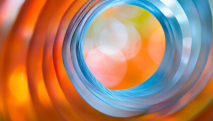Poster - Abstract Energy Field, Vibrant Orange and Blue Waves, Glowing Light, Blurred Background