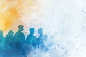 Poster - Professional Team Brainstorming Creative Ideas in Watercolor Style Background