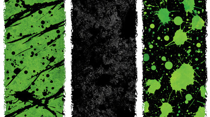 Poster - Dynamic green and black paint splatter art abstract composition digital graphic creative studio close-up visual expression