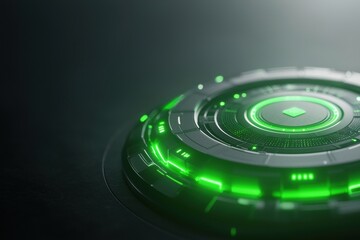 Poster - Modern Abstract Tech Interface Dashboard Design with Green Glow Effect
