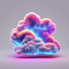 Poster - Colorful, neon clouds computer digital drawing.