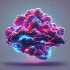 Poster - Colorful cloud with lightning on a blue background