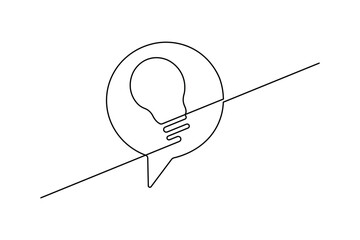 Fototapete - Speech bubble shape continuous single line drawing of minimalist outline vector illustration 