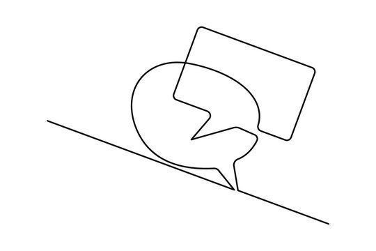 Speech bubble shape continuous single line drawing of minimalist outline vector illustration 