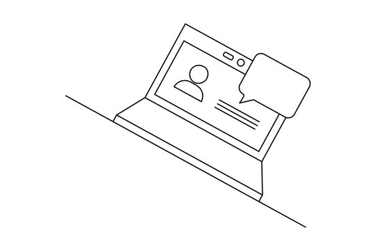 Speech bubble shape continuous single line drawing of minimalist outline vector illustration 