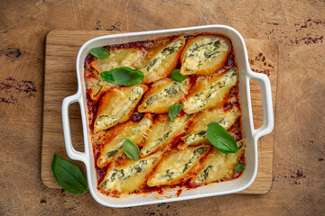 Wall Mural - Ricotta and spinach stuffed shell  pasta