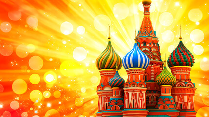 Vibrant cultural festival celebration at st. Basil's cathedral moscow digital artwork colorful background festive concept