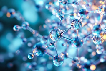 Aufkleber - Abstract molecular structure with crystal-like atoms connected by bonds.