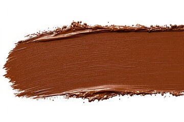 Poster - Brown paint smear on white background with textured and glossy details.