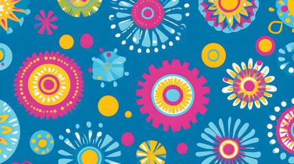 Poster - Colorful floral pattern design abstract background digital art vibrant environment artistic viewpoint creative concept