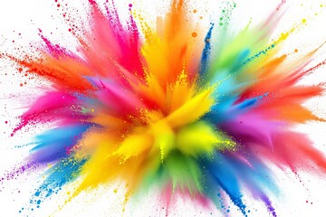 Poster - Colorful powder explosion on white background.