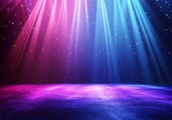Poster - 3D render, abstract background with neon light rays and glow lines on a dark background, nightclub interior design, futuristic wallpaper